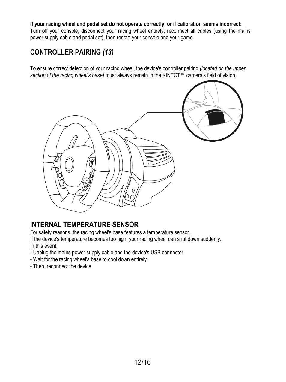 Controller pairing (13), Internal temperature sensor | Thrustmaster TX Racing Wheel User Manual | Page 13 / 209