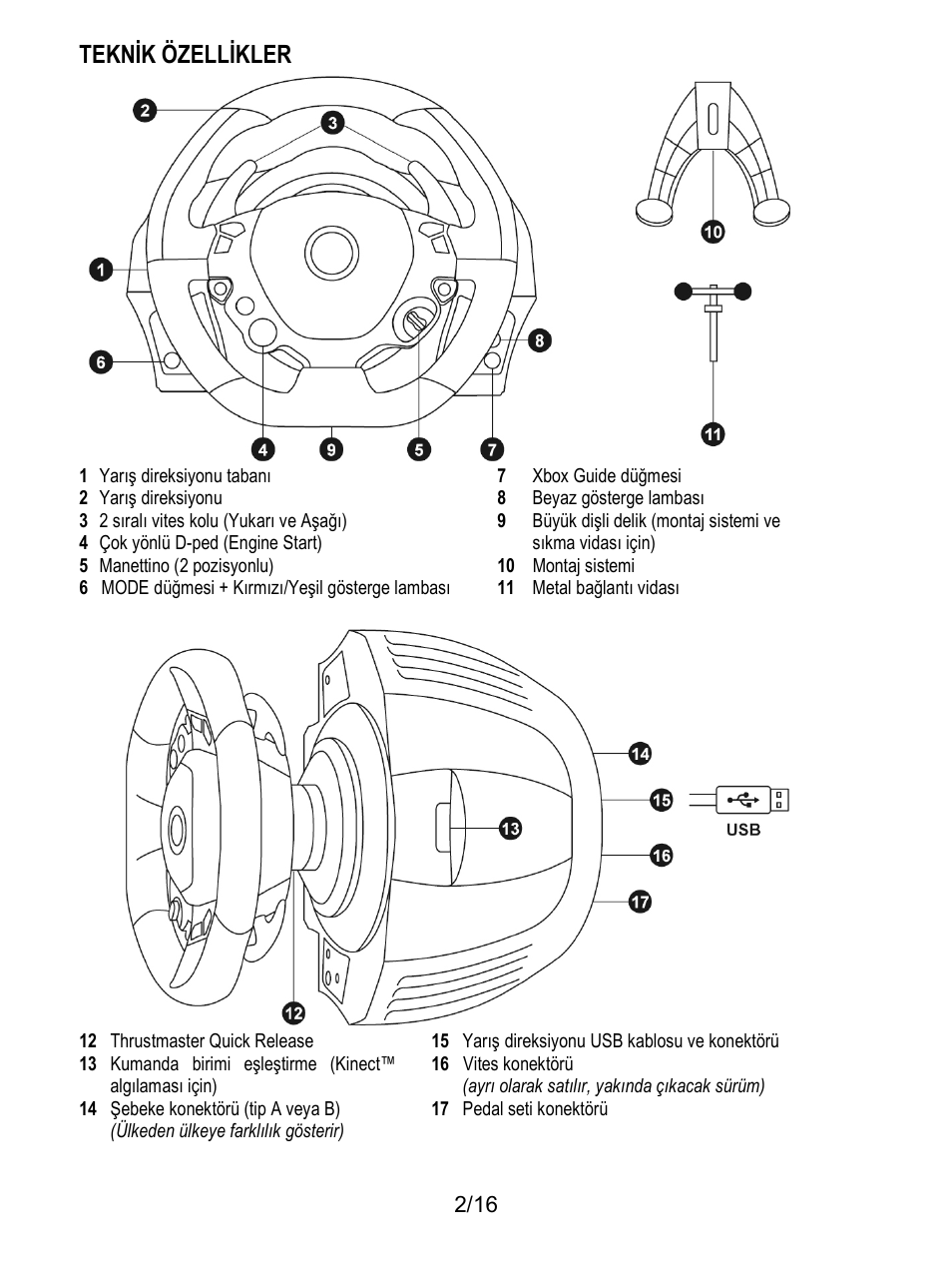 Teknik özellikler | Thrustmaster TX Racing Wheel User Manual | Page 147 / 209
