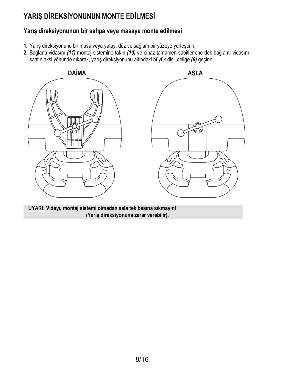 Yariş direksiyonunun monte edilmesi | Thrustmaster TX Racing Wheel User Manual | Page 153 / 209