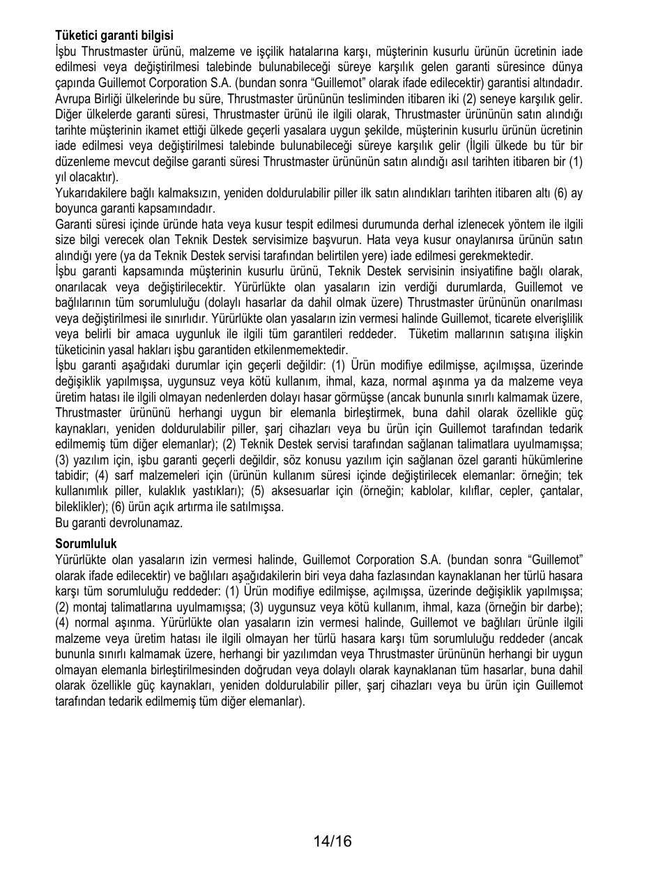 Sorumluluk | Thrustmaster TX Racing Wheel User Manual | Page 159 / 209