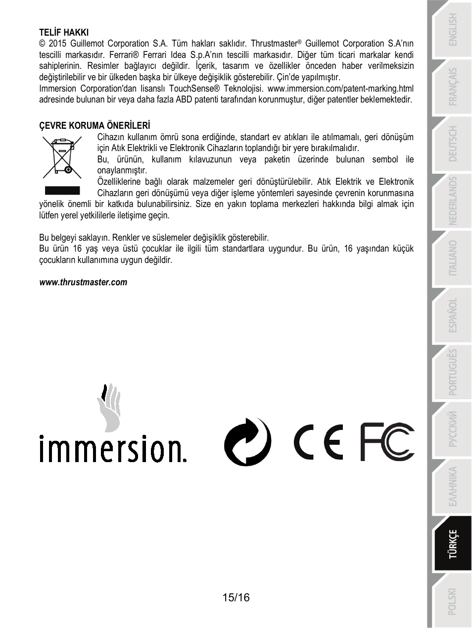 Thrustmaster TX Racing Wheel User Manual | Page 160 / 209