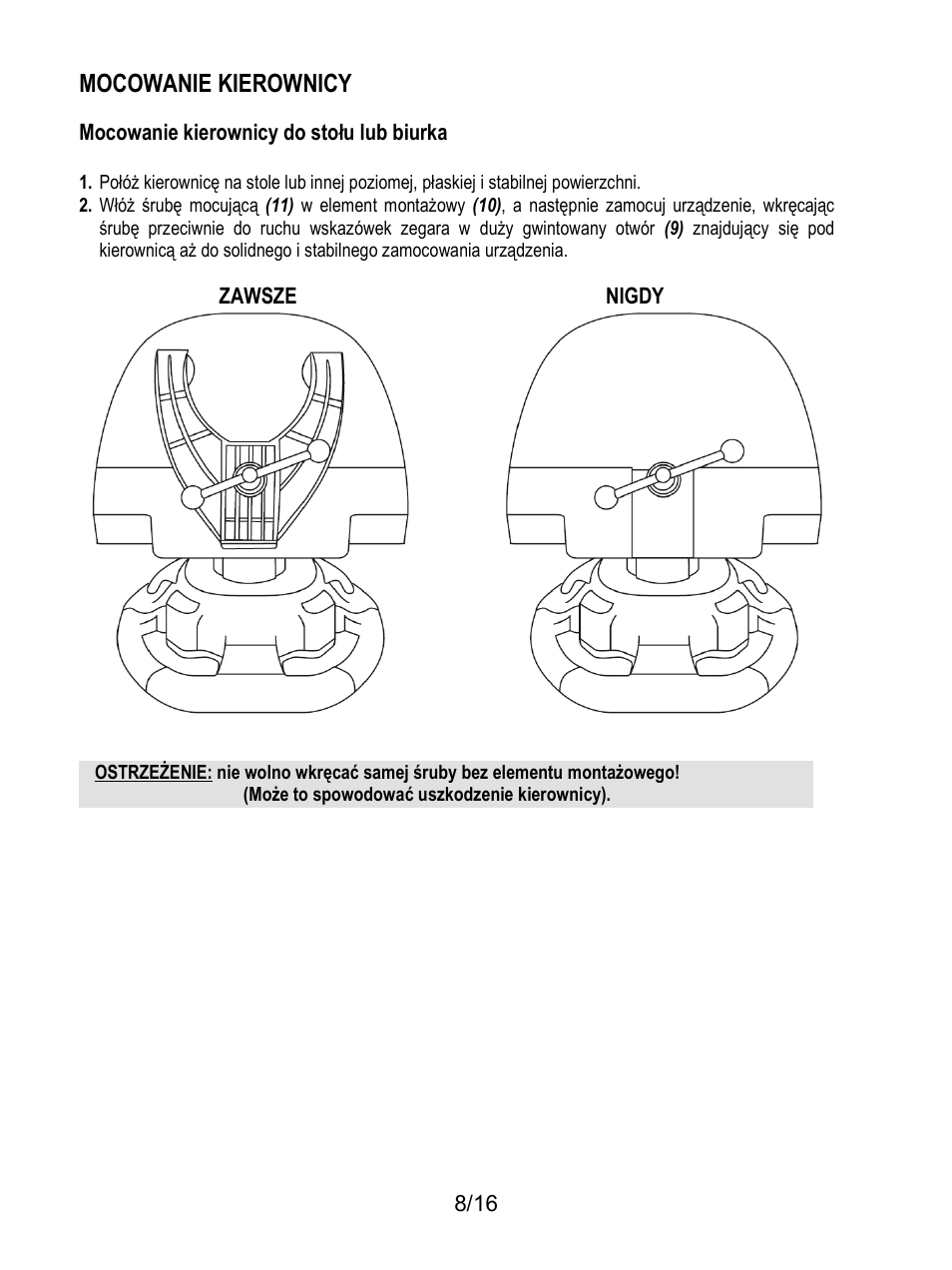 Mocowanie kierownicy | Thrustmaster TX Racing Wheel User Manual | Page 169 / 209