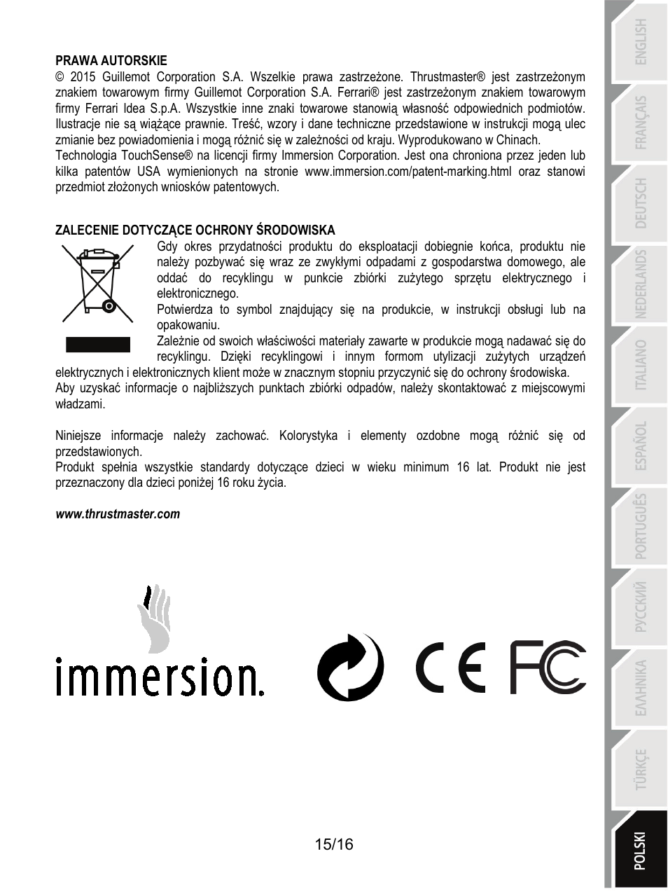 Thrustmaster TX Racing Wheel User Manual | Page 176 / 209