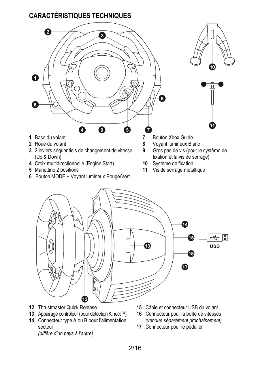 Caractéristiques techniques | Thrustmaster TX Racing Wheel User Manual | Page 19 / 209