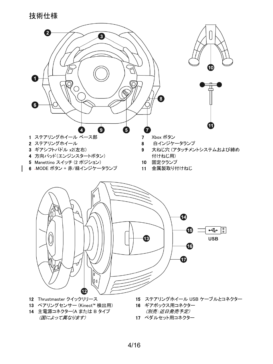 技術仕様 | Thrustmaster TX Racing Wheel User Manual | Page 197 / 209