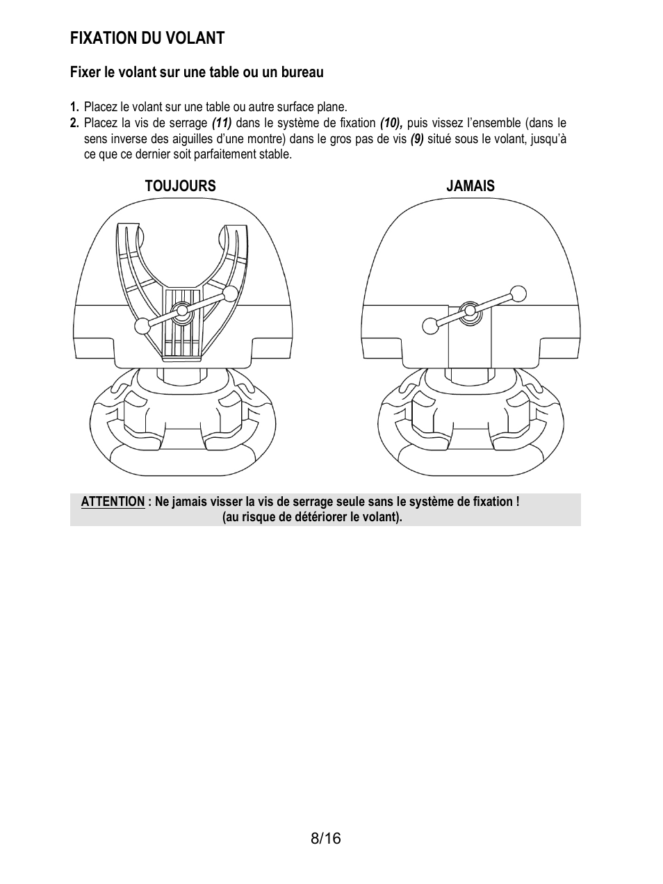 Fixation du volant | Thrustmaster TX Racing Wheel User Manual | Page 25 / 209