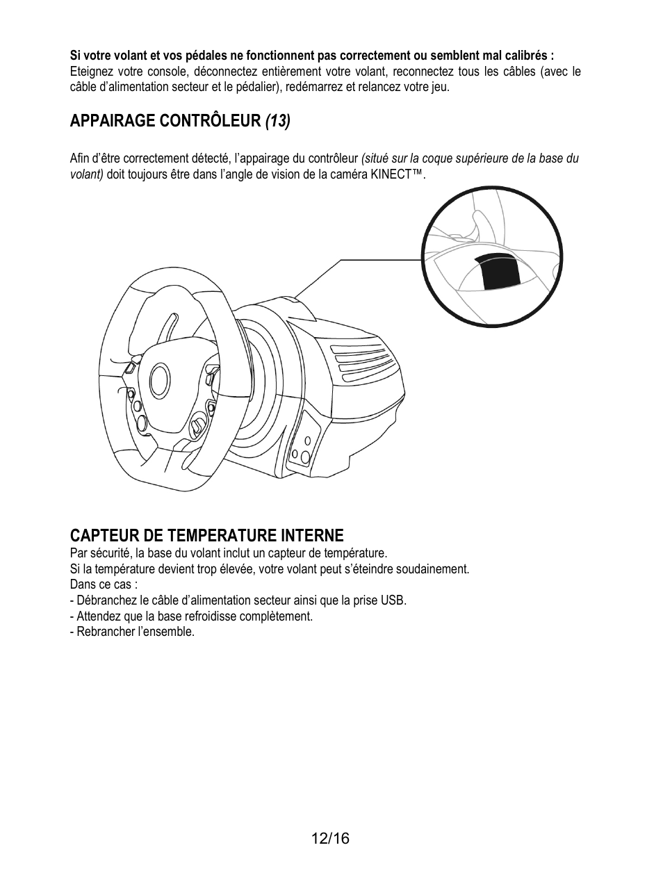 Appairage contrôleur (13), Capteur de temperature interne | Thrustmaster TX Racing Wheel User Manual | Page 29 / 209