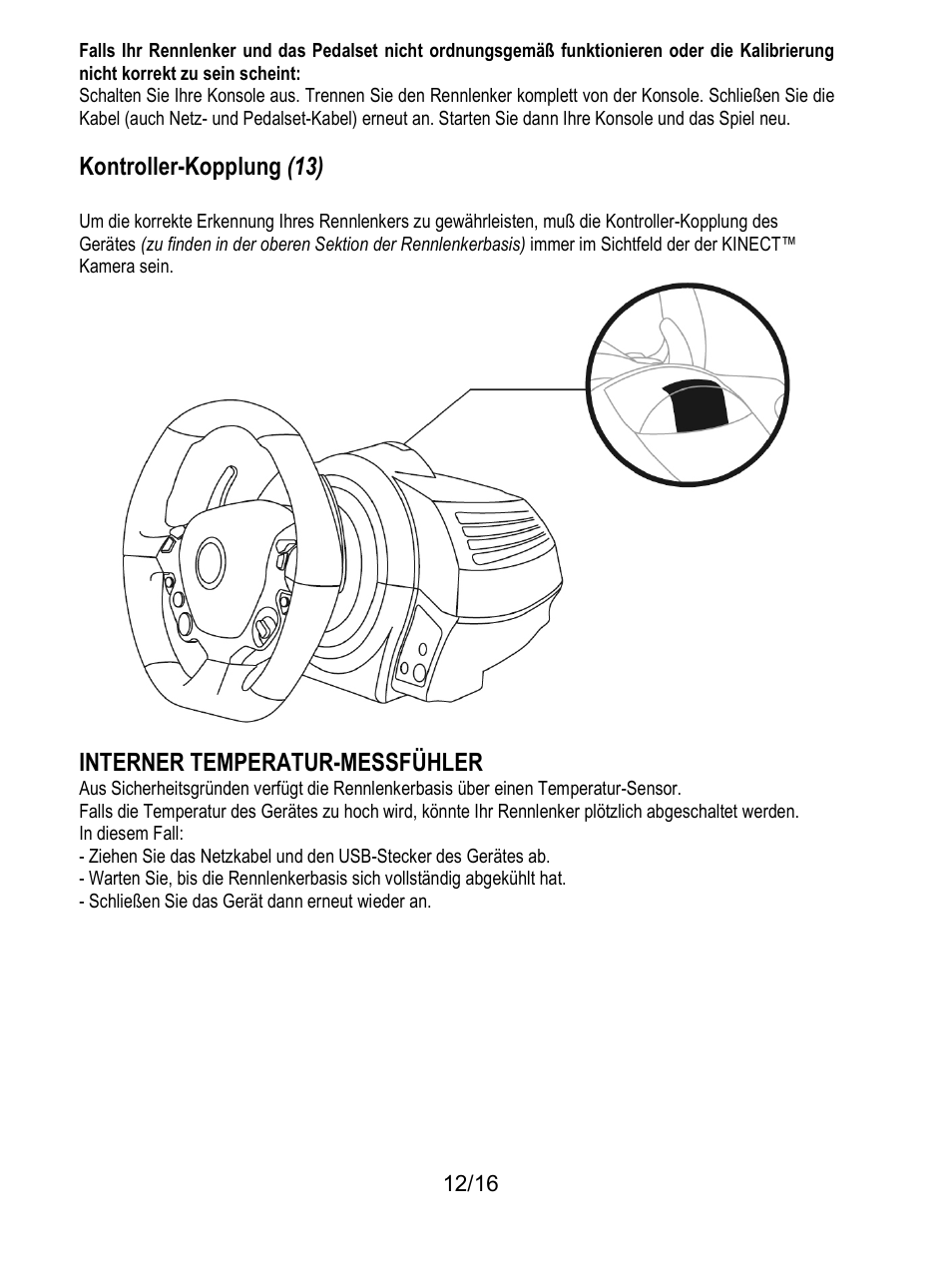 Kontroller-kopplung (13), Interner temperatur-messfühler | Thrustmaster TX Racing Wheel User Manual | Page 45 / 209