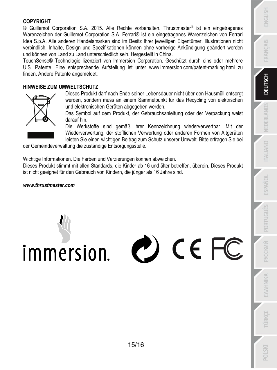 Thrustmaster TX Racing Wheel User Manual | Page 48 / 209