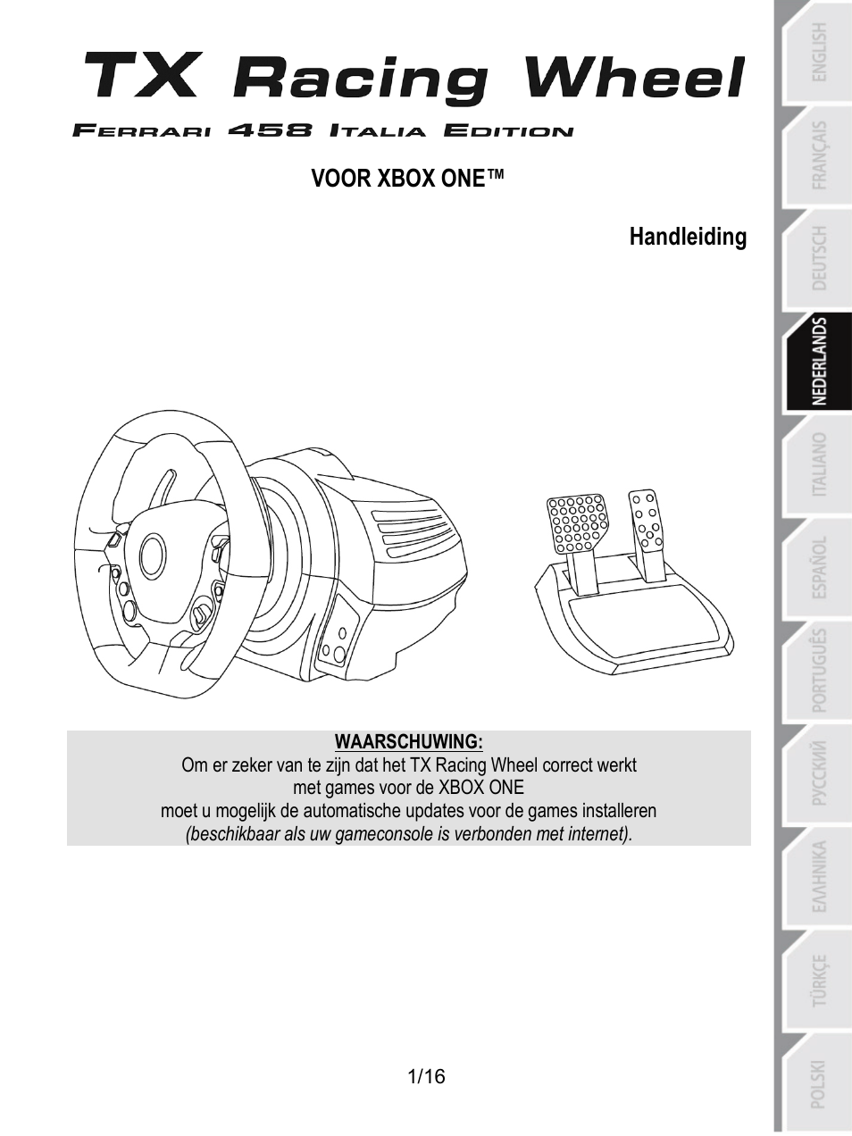 04_ned_tx_racing_wheel, Handleiding | Thrustmaster TX Racing Wheel User Manual | Page 50 / 209