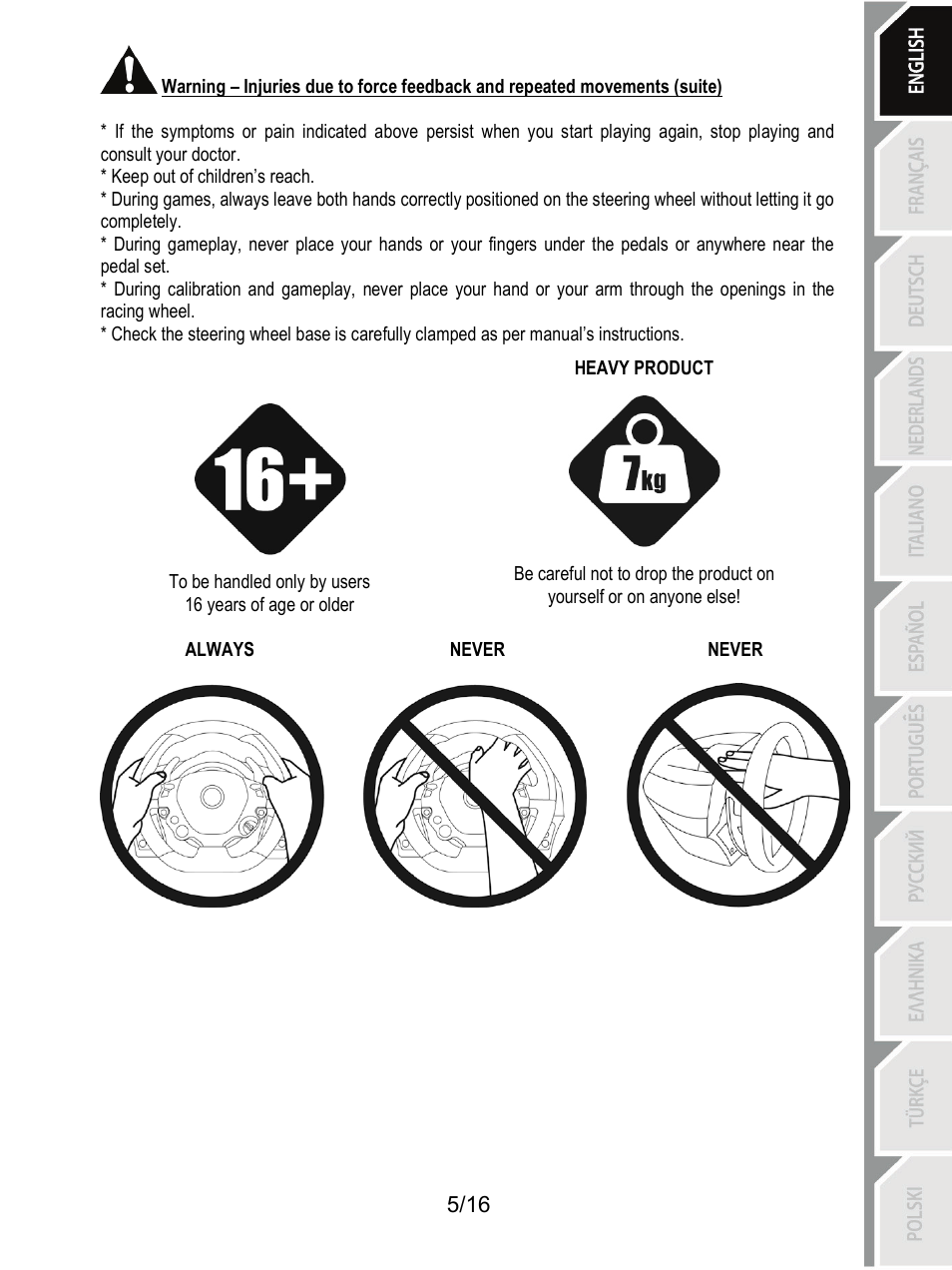 Thrustmaster TX Racing Wheel User Manual | Page 6 / 209