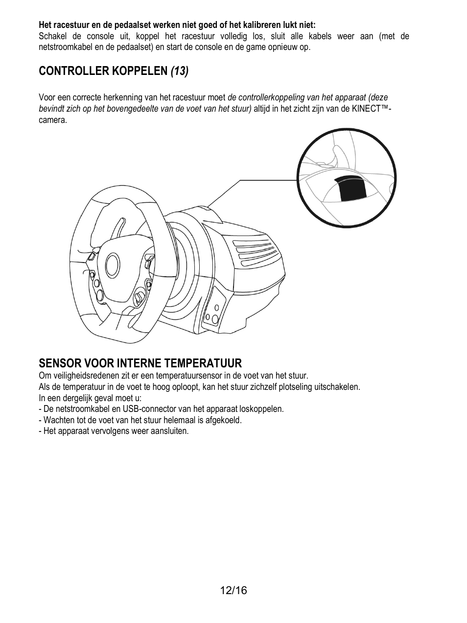 Controller koppelen (13), Sensor voor interne temperatuur | Thrustmaster TX Racing Wheel User Manual | Page 61 / 209
