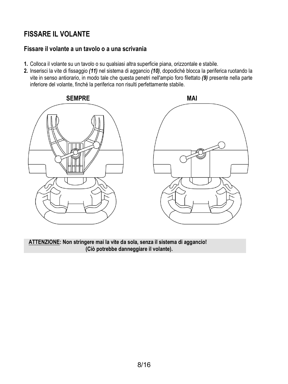 Fissare il volante | Thrustmaster TX Racing Wheel User Manual | Page 73 / 209