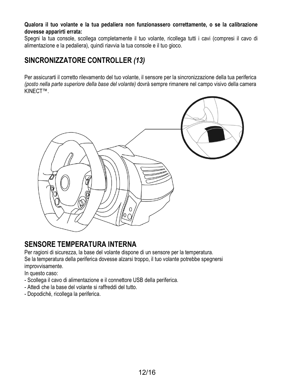 Sincronizzatore controller (13), Sensore temperatura interna | Thrustmaster TX Racing Wheel User Manual | Page 77 / 209