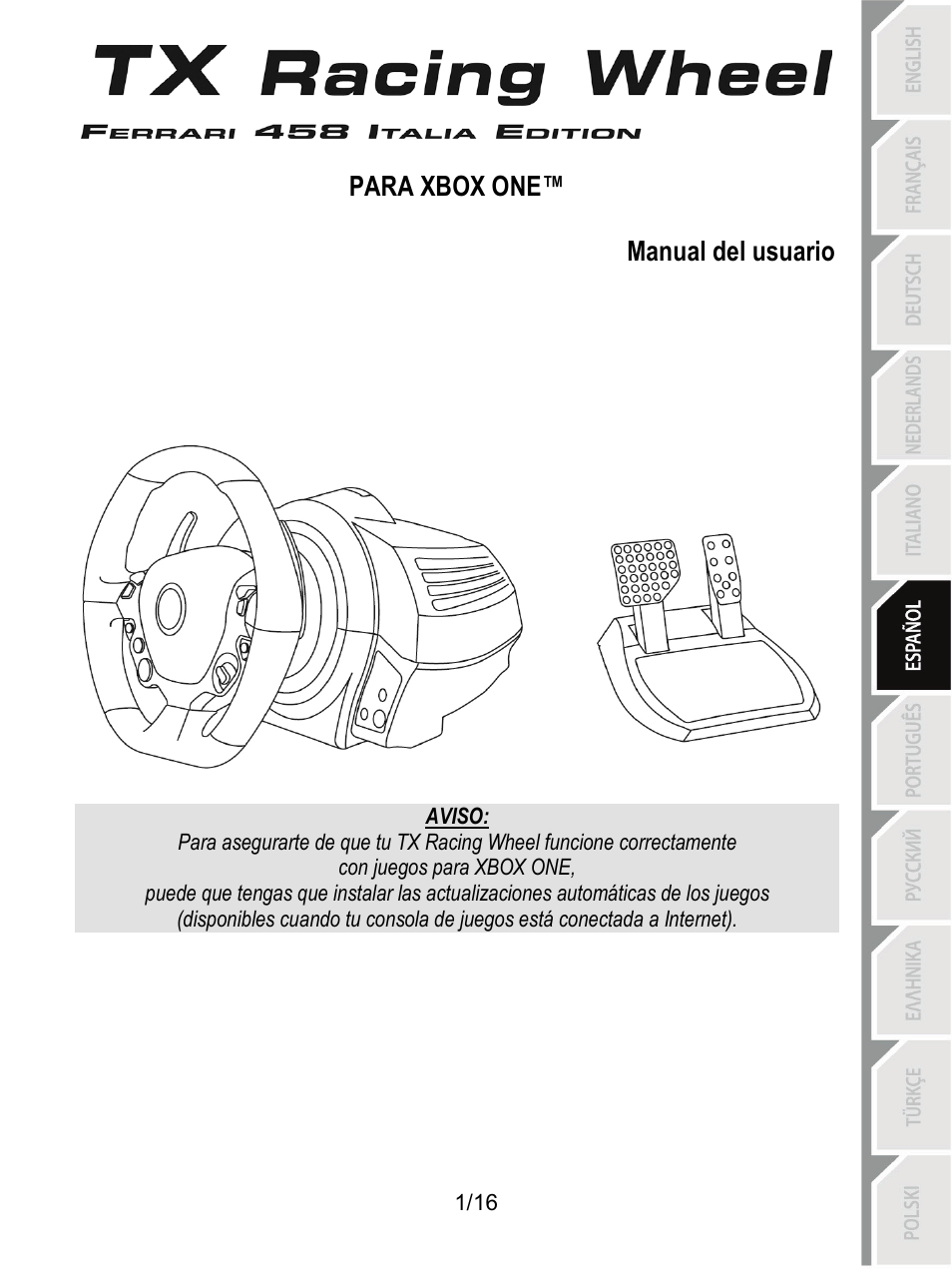06_spa_tx_racing_wheel, Manual del usuario | Thrustmaster TX Racing Wheel User Manual | Page 82 / 209