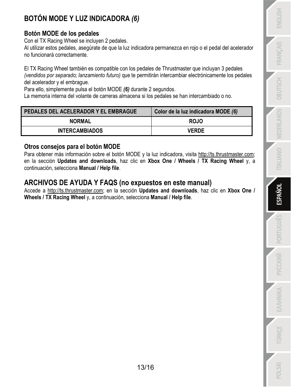 Thrustmaster TX Racing Wheel User Manual | Page 94 / 209