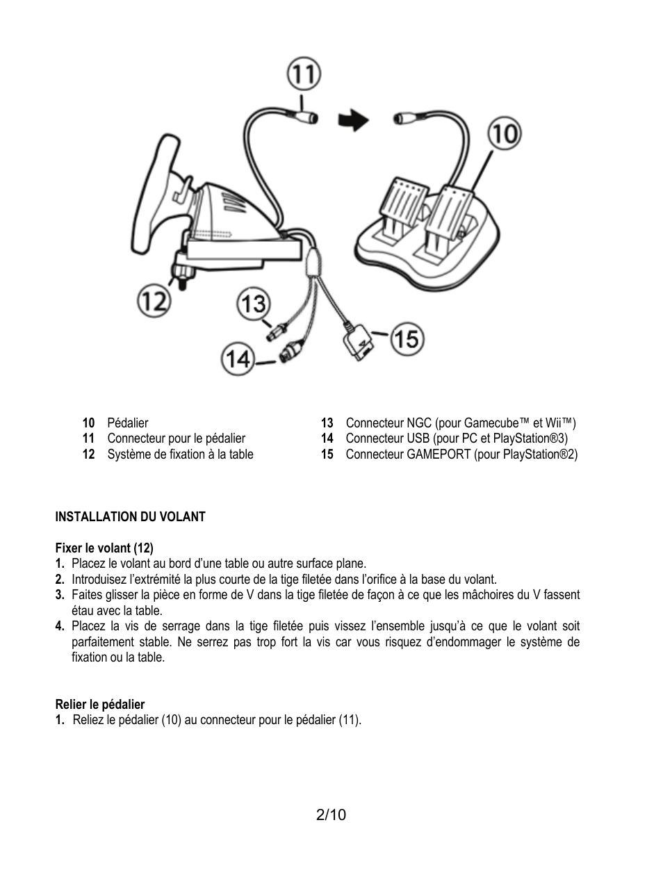 Installation du volant | Thrustmaster Universal Challenge 5-in-1 User Manual | Page 13 / 82