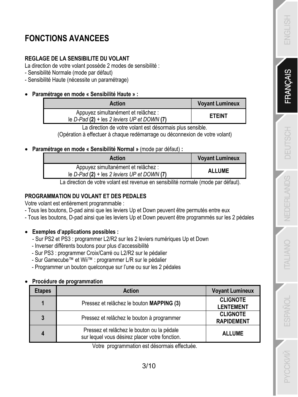 Fonctions avancees | Thrustmaster Universal Challenge 5-in-1 User Manual | Page 14 / 82