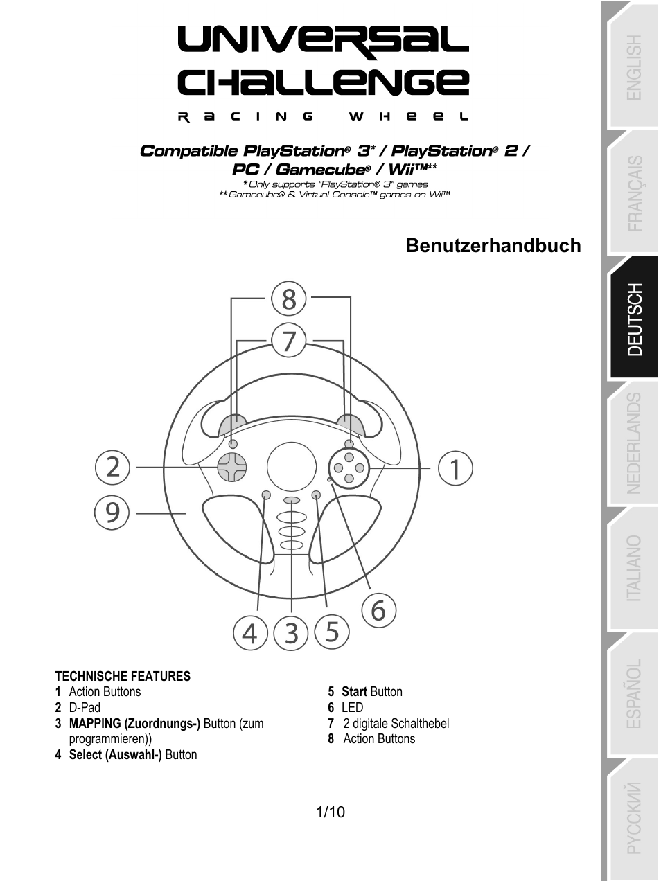 03_deu_universal challenge 5-in-1, Technische features, Benutzerhandbuch | Thrustmaster Universal Challenge 5-in-1 User Manual | Page 22 / 82