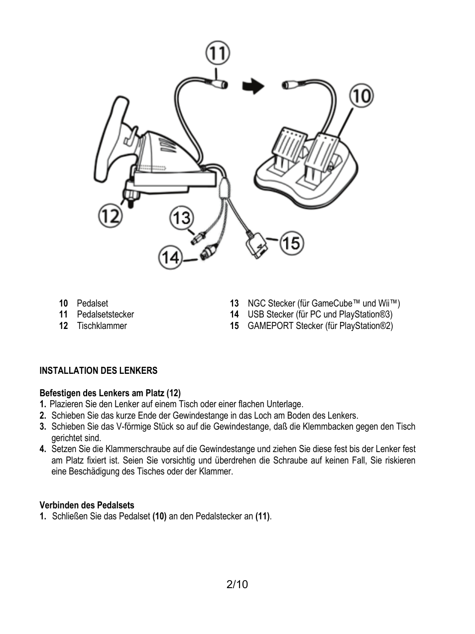 Installation des lenkers | Thrustmaster Universal Challenge 5-in-1 User Manual | Page 23 / 82