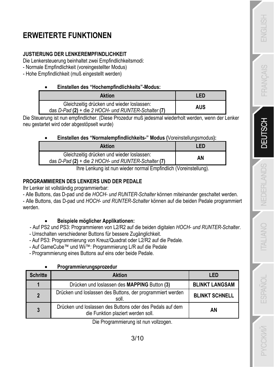 Erweiterte funktionen | Thrustmaster Universal Challenge 5-in-1 User Manual | Page 24 / 82