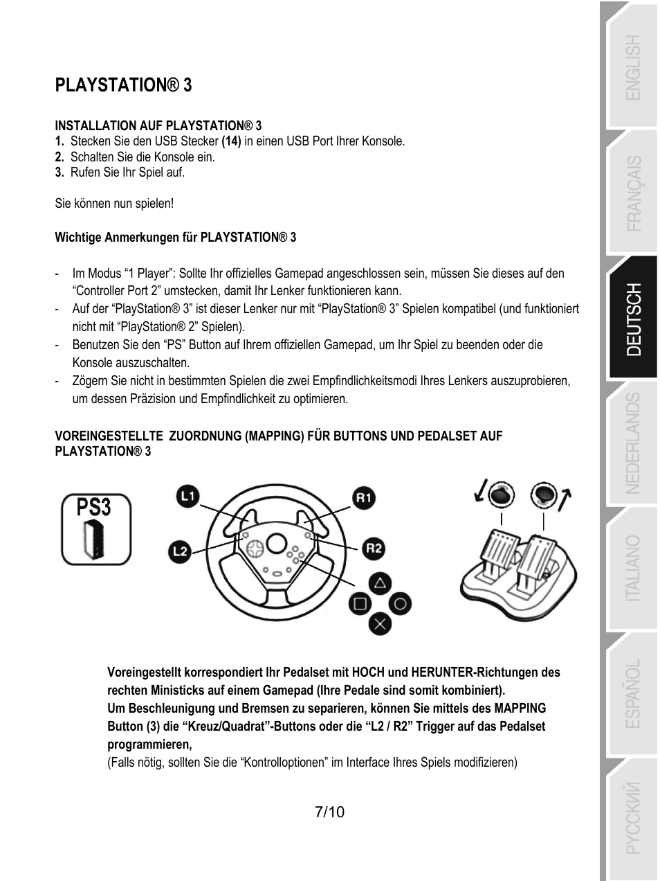 Playstation® 3 | Thrustmaster Universal Challenge 5-in-1 User Manual | Page 28 / 82