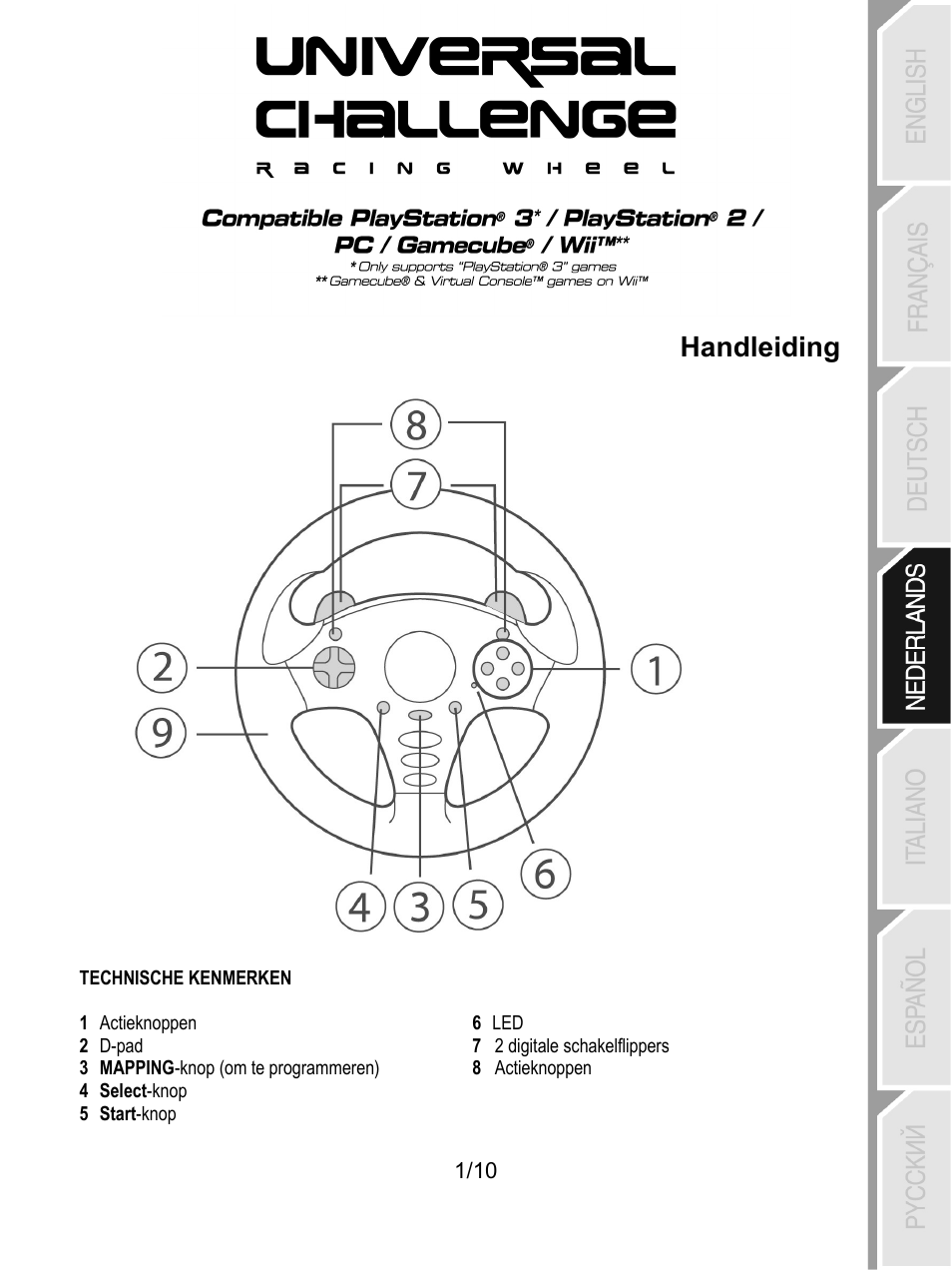 04_ned_universal challenge 5-in-1, Technische kenmerken, Handleiding | Thrustmaster Universal Challenge 5-in-1 User Manual | Page 32 / 82