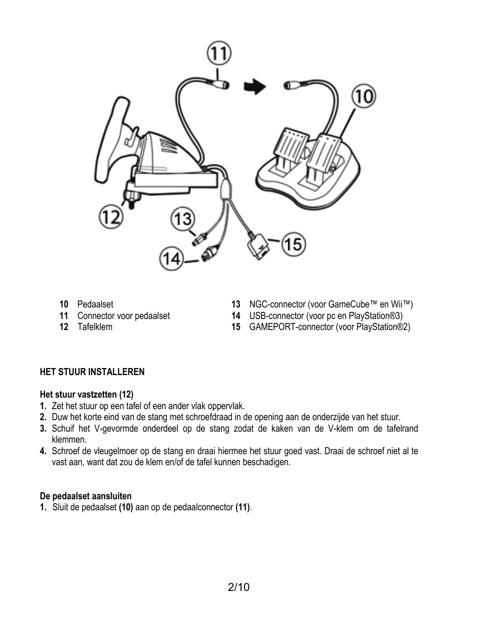 Het stuur installeren | Thrustmaster Universal Challenge 5-in-1 User Manual | Page 33 / 82