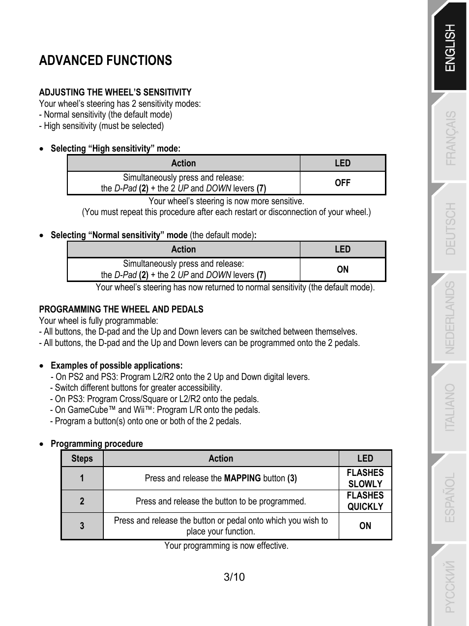 Advanced functions | Thrustmaster Universal Challenge 5-in-1 User Manual | Page 4 / 82