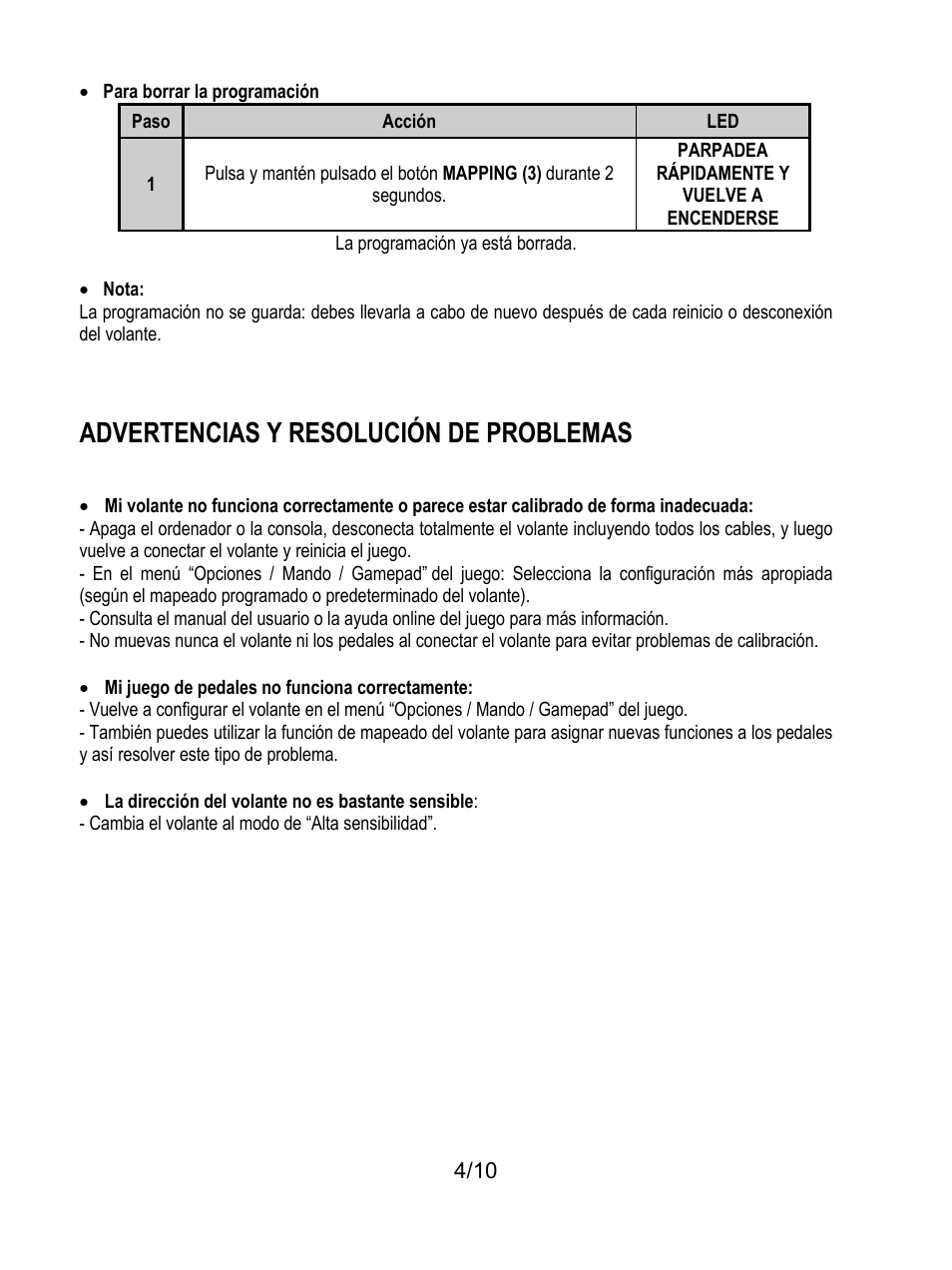 Advertencias y resolución de problemas | Thrustmaster Universal Challenge 5-in-1 User Manual | Page 55 / 82