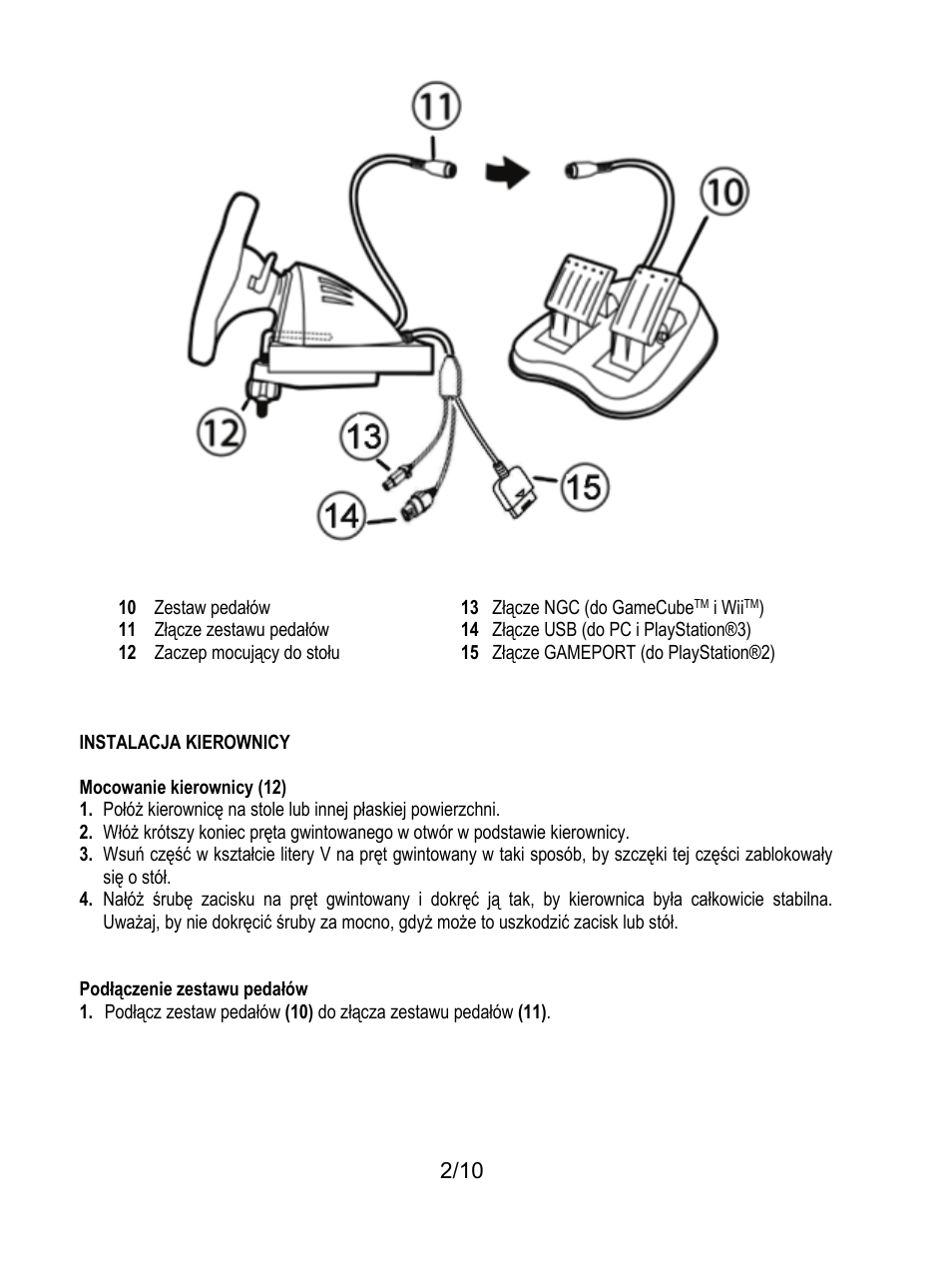 Instalacja kierownicy | Thrustmaster Universal Challenge 5-in-1 User Manual | Page 73 / 82