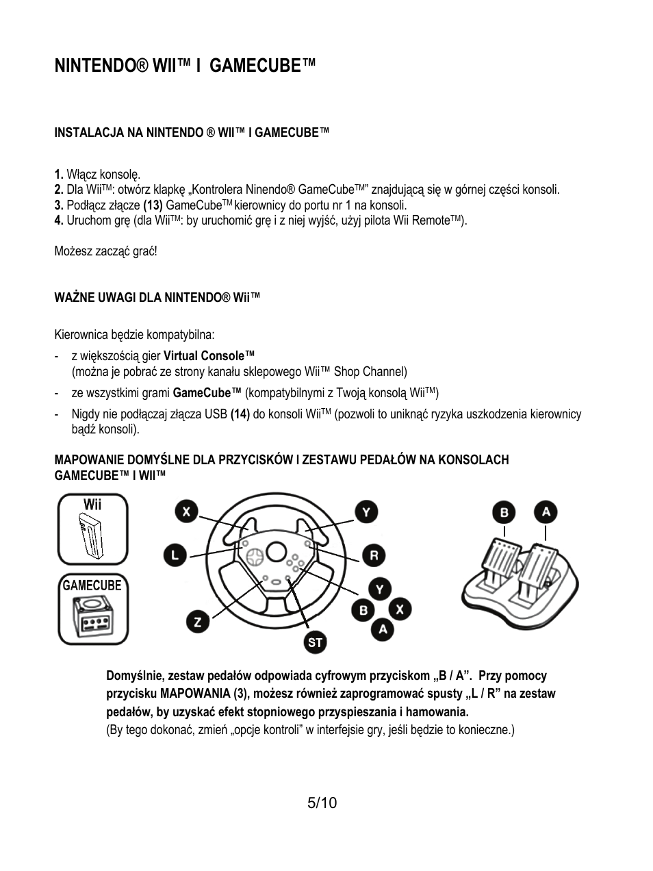 Nintendo® wii™ i gamecube | Thrustmaster Universal Challenge 5-in-1 User Manual | Page 76 / 82