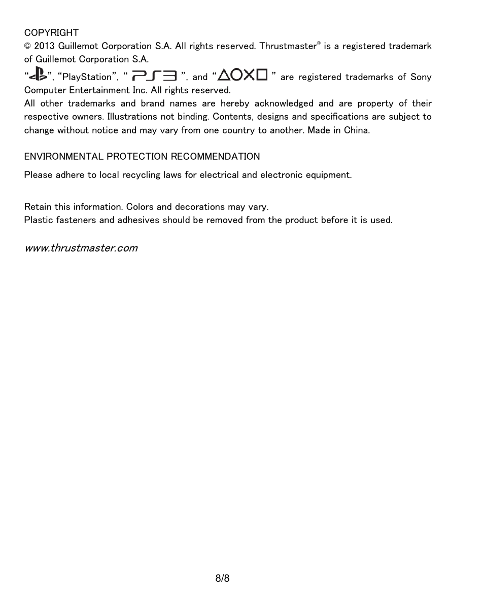 Thrustmaster T60 Racing Wheel User Manual | Page 9 / 17
