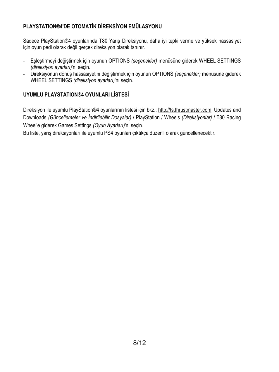 Thrustmaster T80 Racing Wheel User Manual | Page 117 / 269