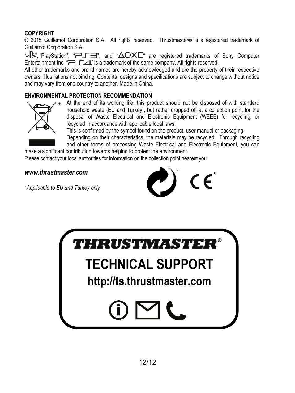 Technical support | Thrustmaster T80 Racing Wheel User Manual | Page 13 / 269