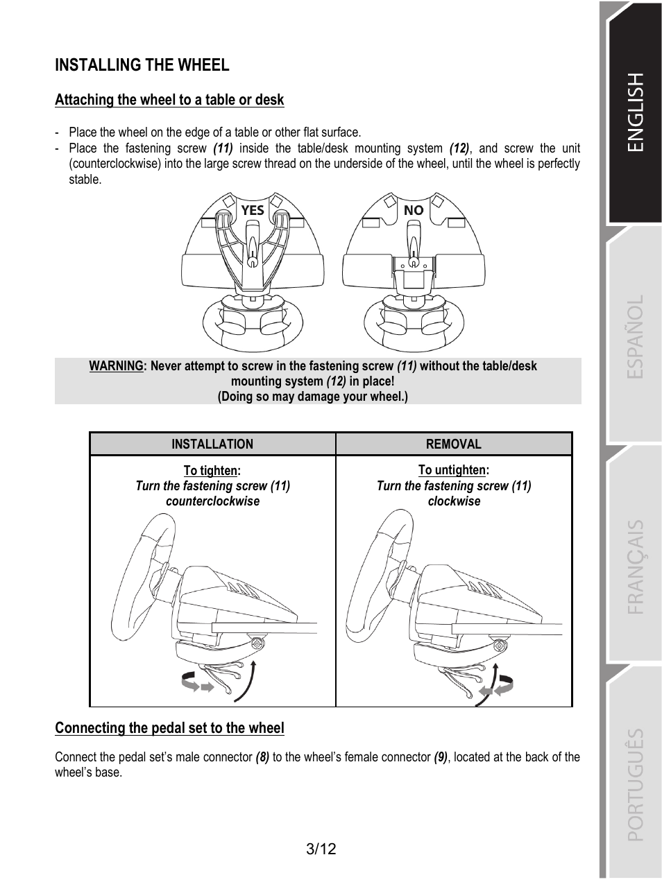 Installing the wheel | Thrustmaster T80 Racing Wheel User Manual | Page 148 / 269