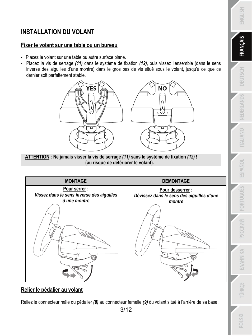 Installation du volant | Thrustmaster T80 Racing Wheel User Manual | Page 16 / 269