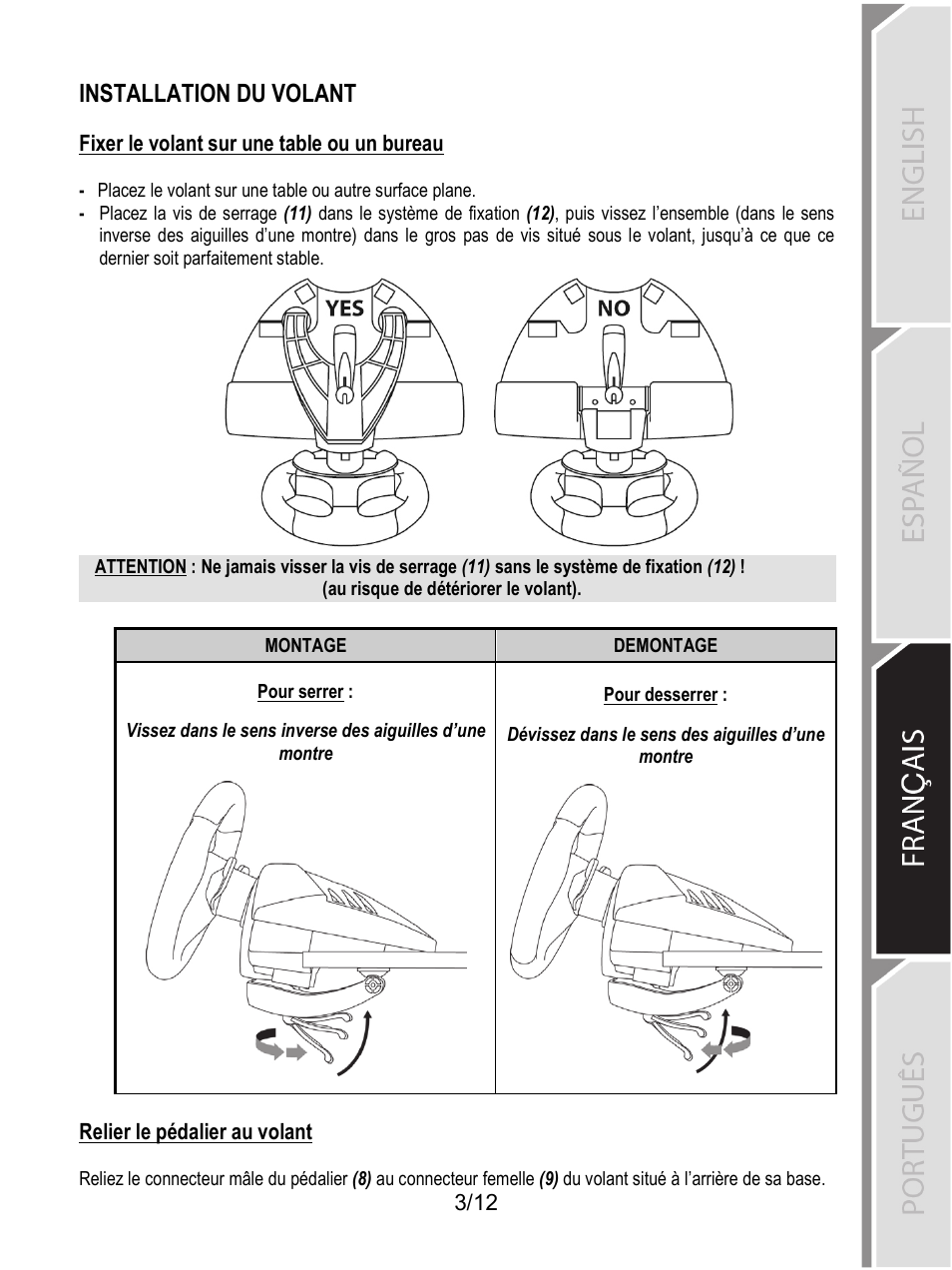 Installation du volant | Thrustmaster T80 Racing Wheel User Manual | Page 160 / 269