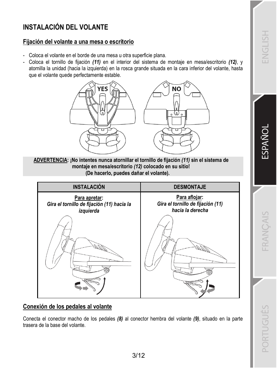 Instalación del volante | Thrustmaster T80 Racing Wheel User Manual | Page 172 / 269