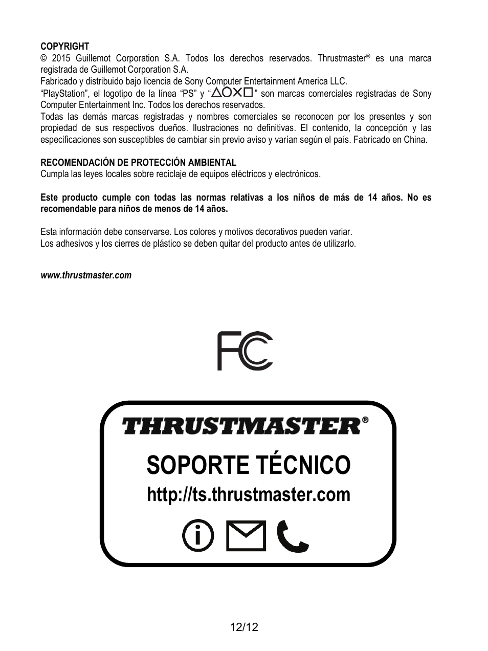 Soporte técnico | Thrustmaster T80 Racing Wheel User Manual | Page 181 / 269