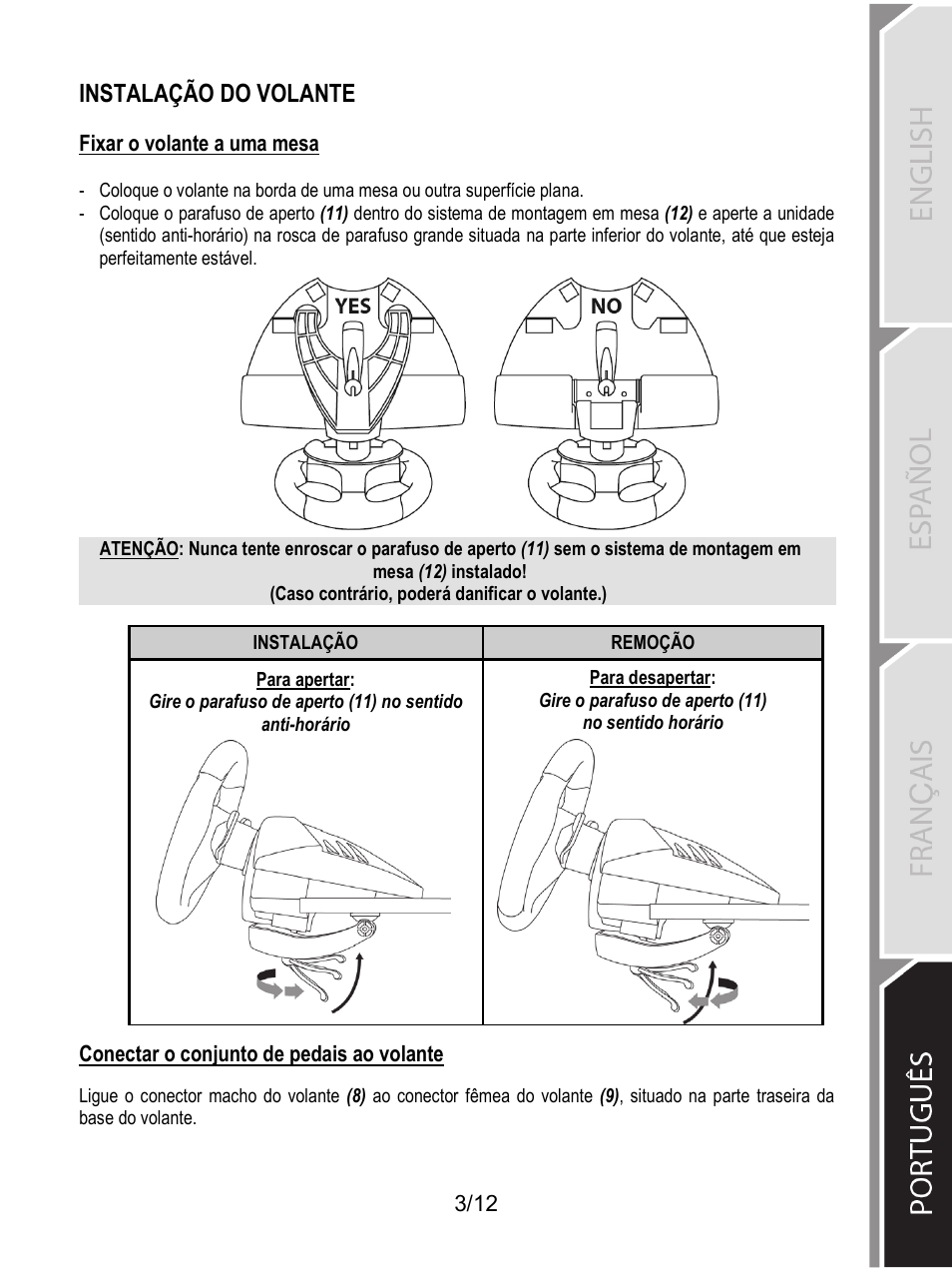 Instalação do volante | Thrustmaster T80 Racing Wheel User Manual | Page 208 / 269