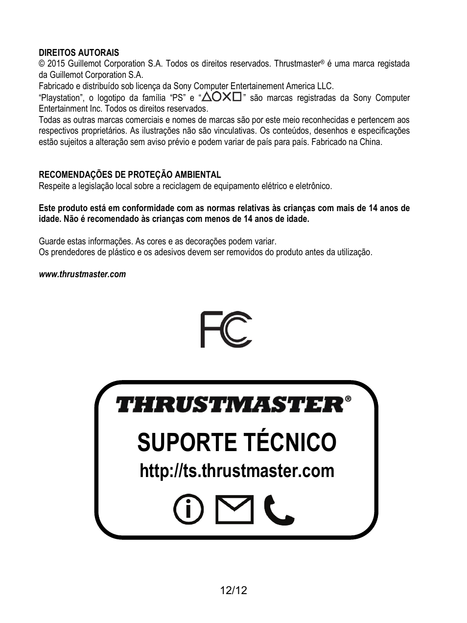 Suporte técnico | Thrustmaster T80 Racing Wheel User Manual | Page 217 / 269