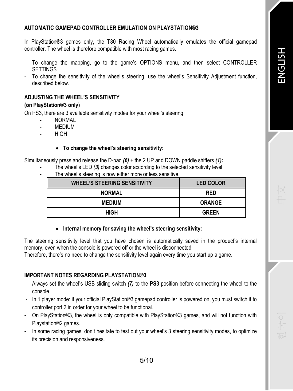 Thrustmaster T80 Racing Wheel User Manual | Page 244 / 269