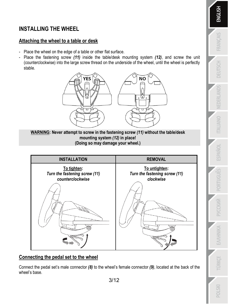 Installing the wheel | Thrustmaster T80 Racing Wheel User Manual | Page 4 / 269