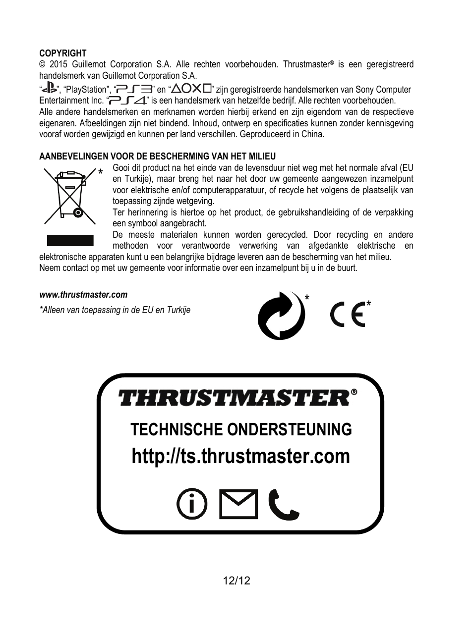 Technische ondersteuning | Thrustmaster T80 Racing Wheel User Manual | Page 49 / 269