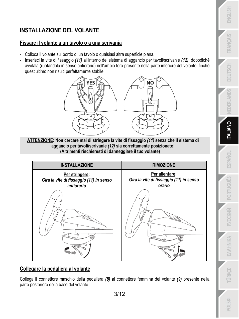 Installazione del volante | Thrustmaster T80 Racing Wheel User Manual | Page 52 / 269