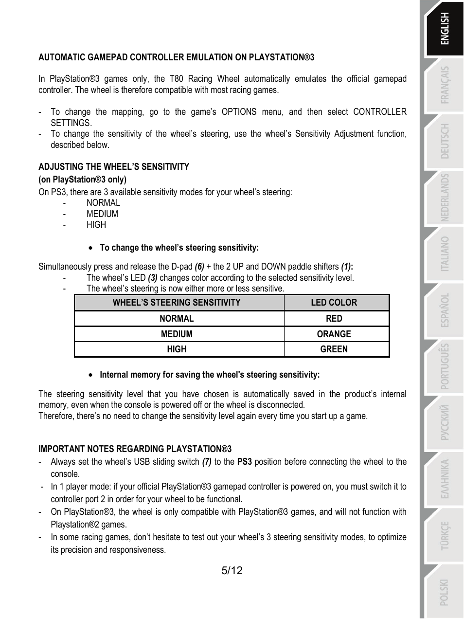 Thrustmaster T80 Racing Wheel User Manual | Page 6 / 269