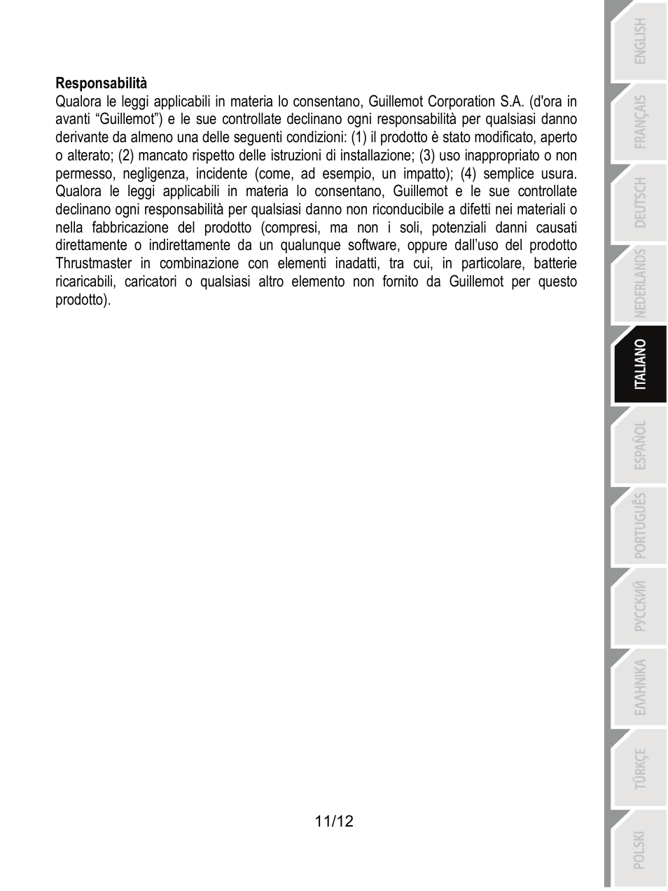 Responsabilità | Thrustmaster T80 Racing Wheel User Manual | Page 60 / 269