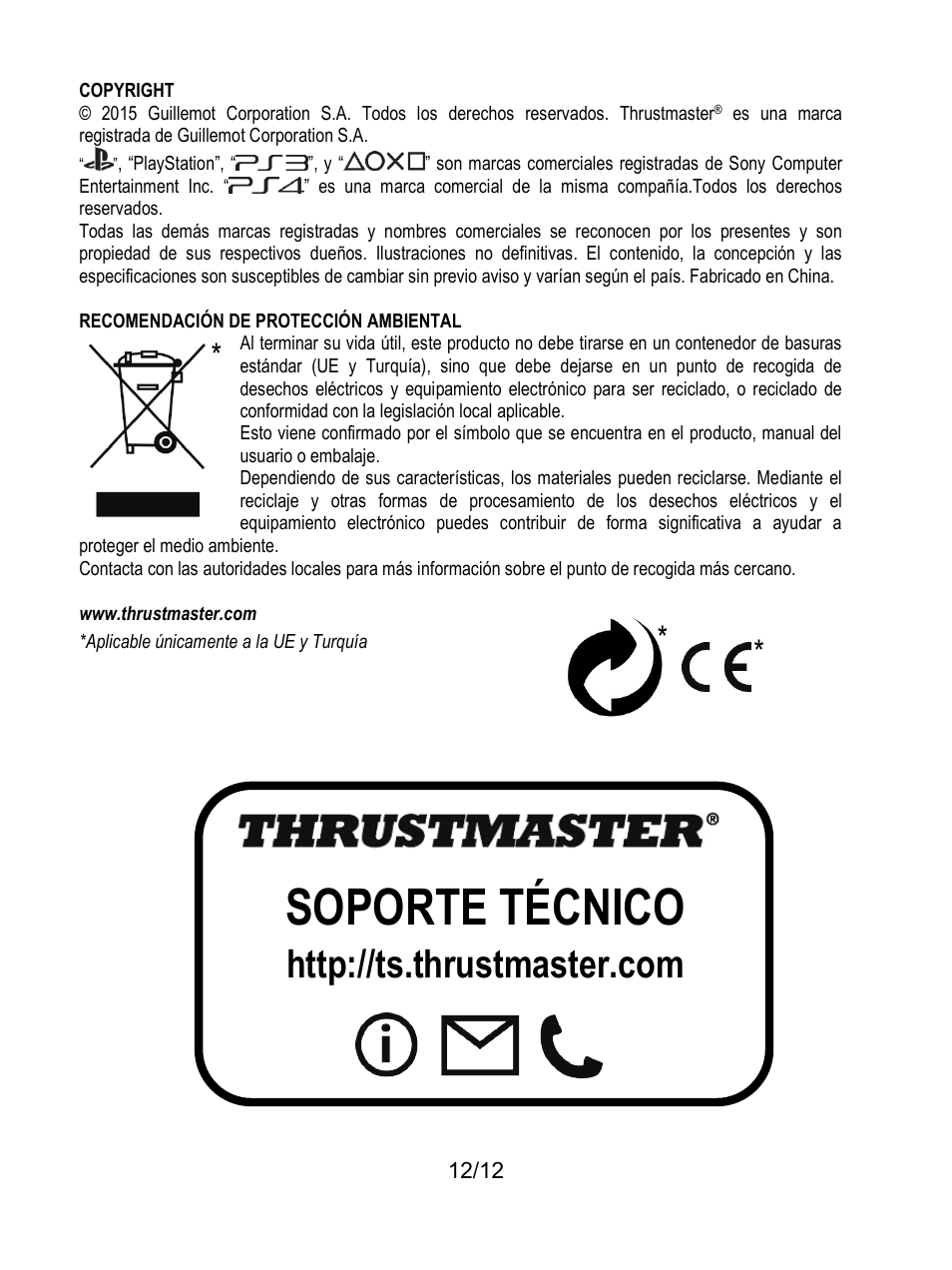 Soporte técnico | Thrustmaster T80 Racing Wheel User Manual | Page 73 / 269