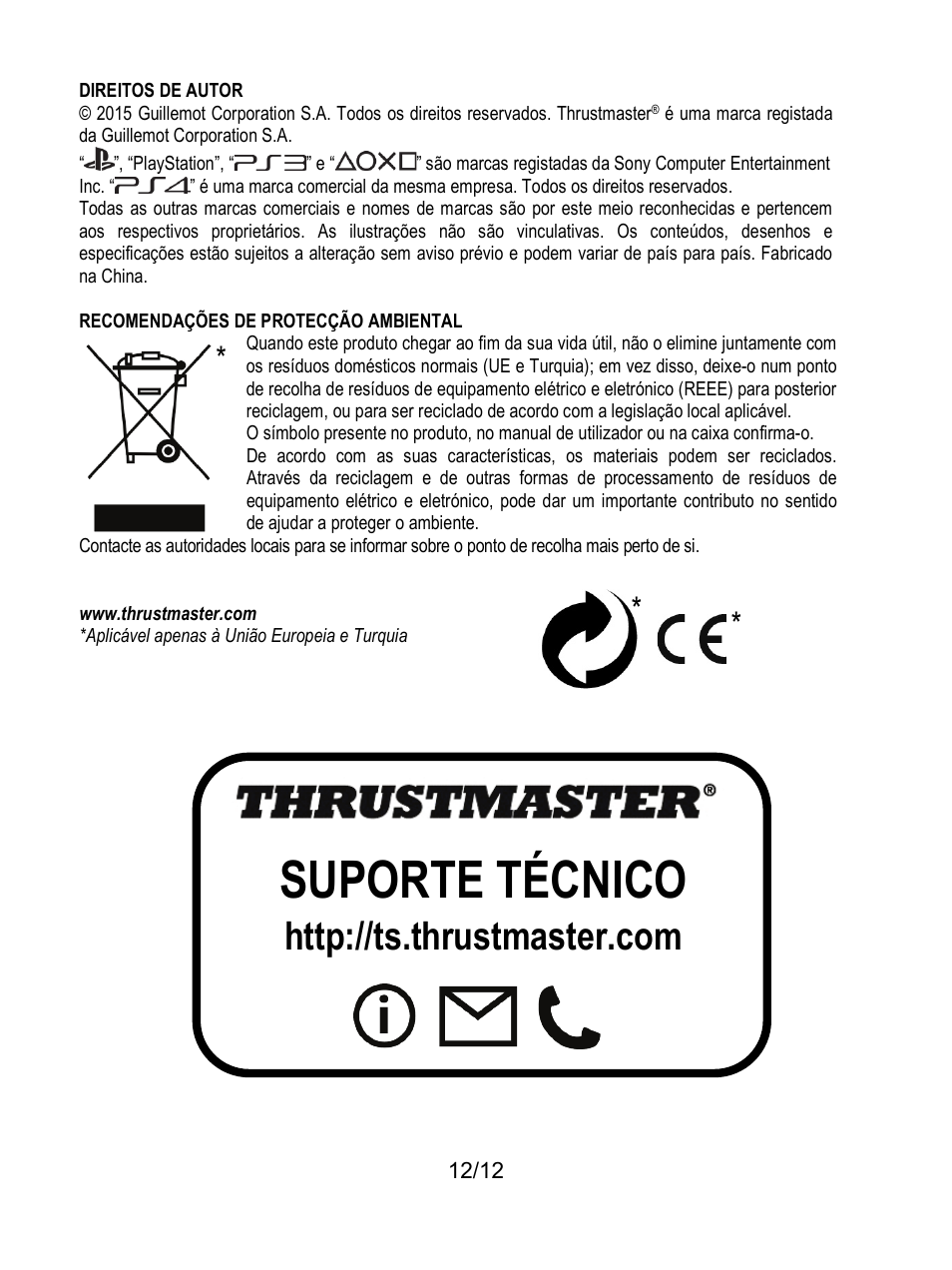 Suporte técnico | Thrustmaster T80 Racing Wheel User Manual | Page 85 / 269